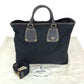 PRADA Tote Bag Nylon, Leather Black Gold Metal Tote Bag Shoulder Bag 2way Testo Saffiano mens Used Authentic
