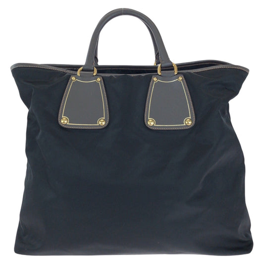 PRADA Tote Bag Nylon, Leather Black Gold Metal Tote Bag Shoulder Bag 2way Testo Saffiano mens Used Authentic
