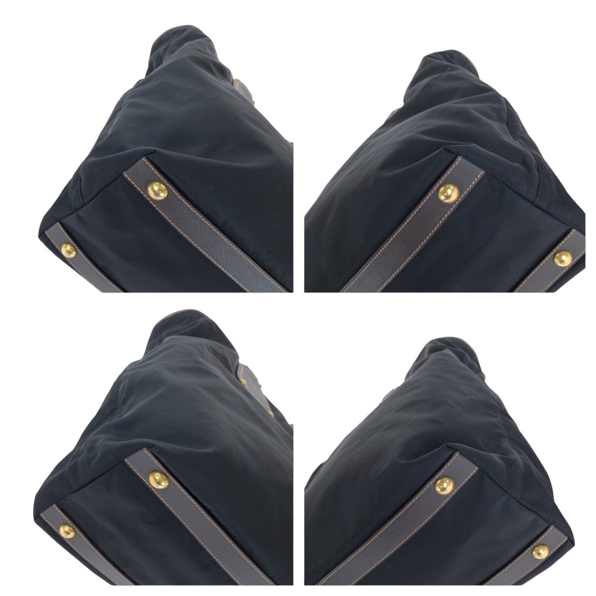 PRADA Tote Bag Nylon, Leather Black Gold Metal Tote Bag Shoulder Bag 2way Testo Saffiano mens Used Authentic