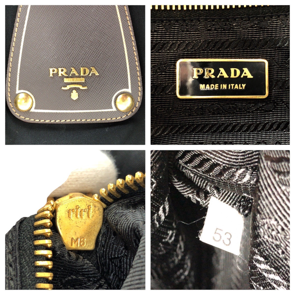 PRADA Tote Bag Nylon, Leather Black Gold Metal Tote Bag Shoulder Bag 2way Testo Saffiano mens Used Authentic
