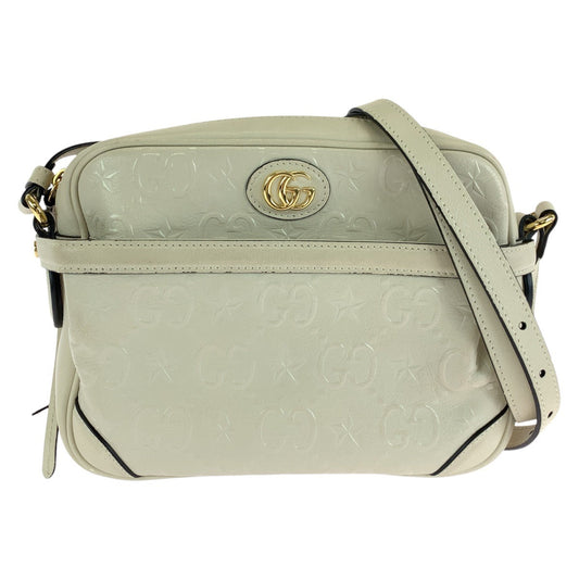 GUCCI Shoulder Bag 675776 leather White Cream Gold Metal GG star