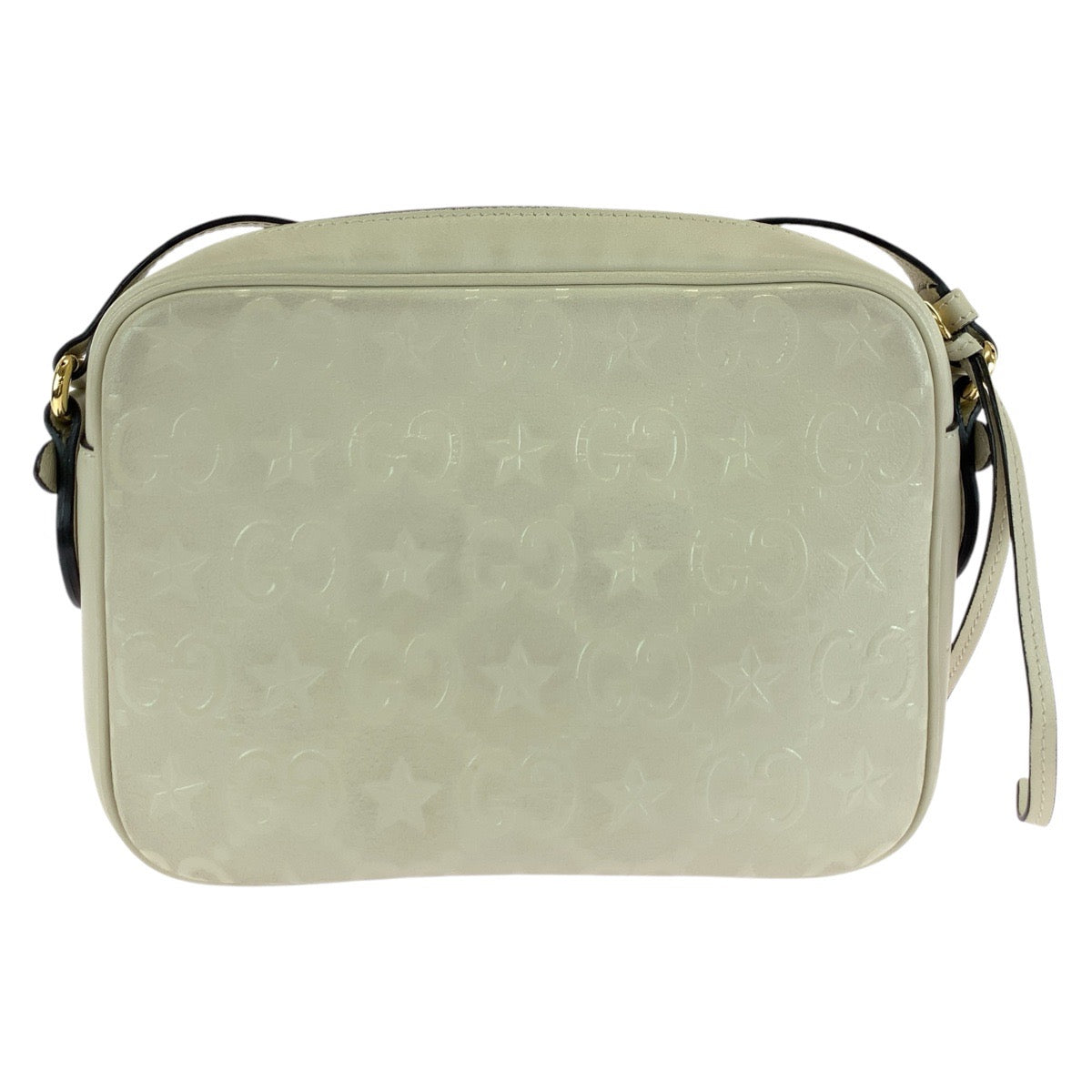 GUCCI Shoulder Bag 675776 leather White Cream Gold Metal GG star
