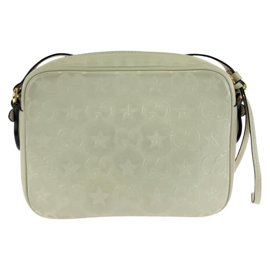 GUCCI Shoulder Bag 675776 leather White Cream Gold Metal GG star