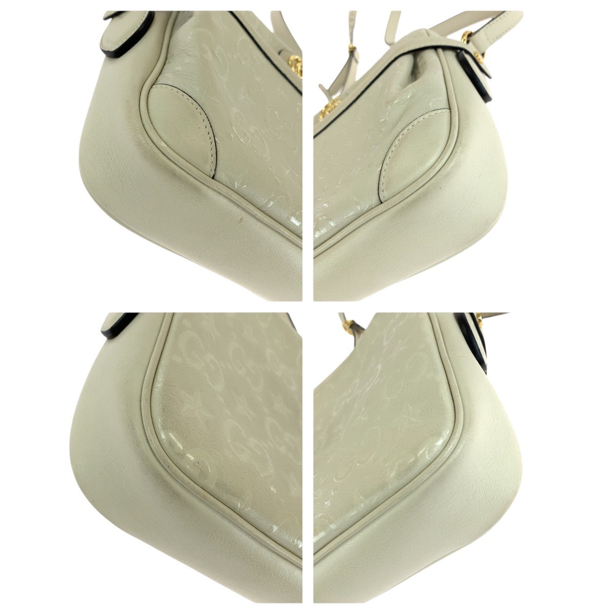 GUCCI Shoulder Bag 675776 leather White Cream Gold Metal GG star