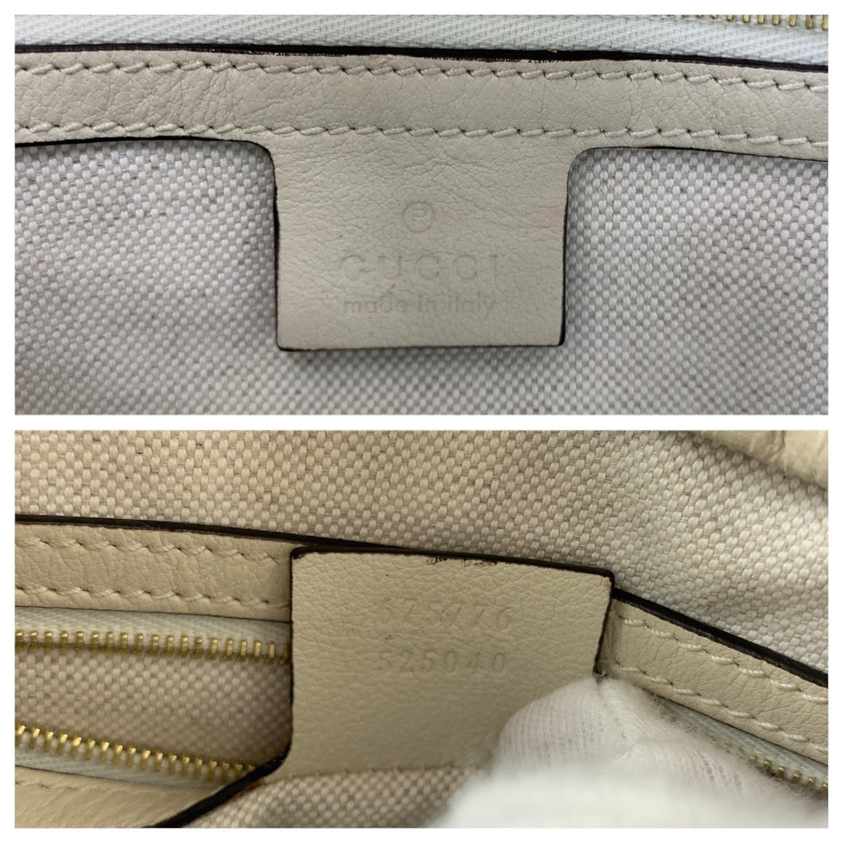 GUCCI Shoulder Bag 675776 leather White Cream Gold Metal GG star