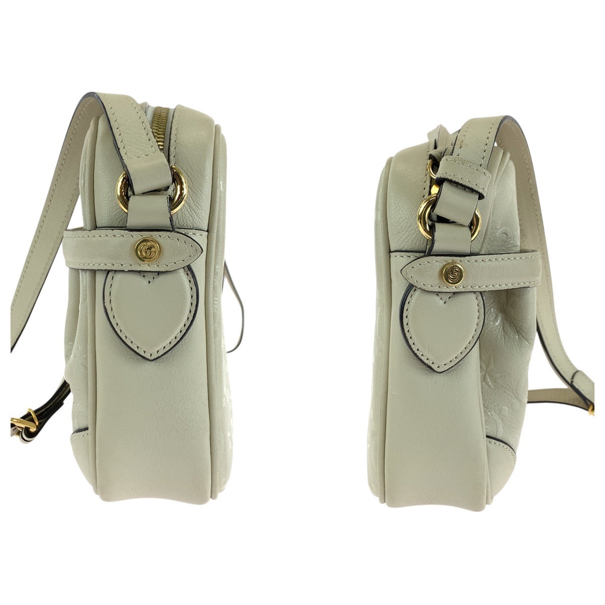 GUCCI Shoulder Bag 675776 leather White Cream Gold Metal GG star