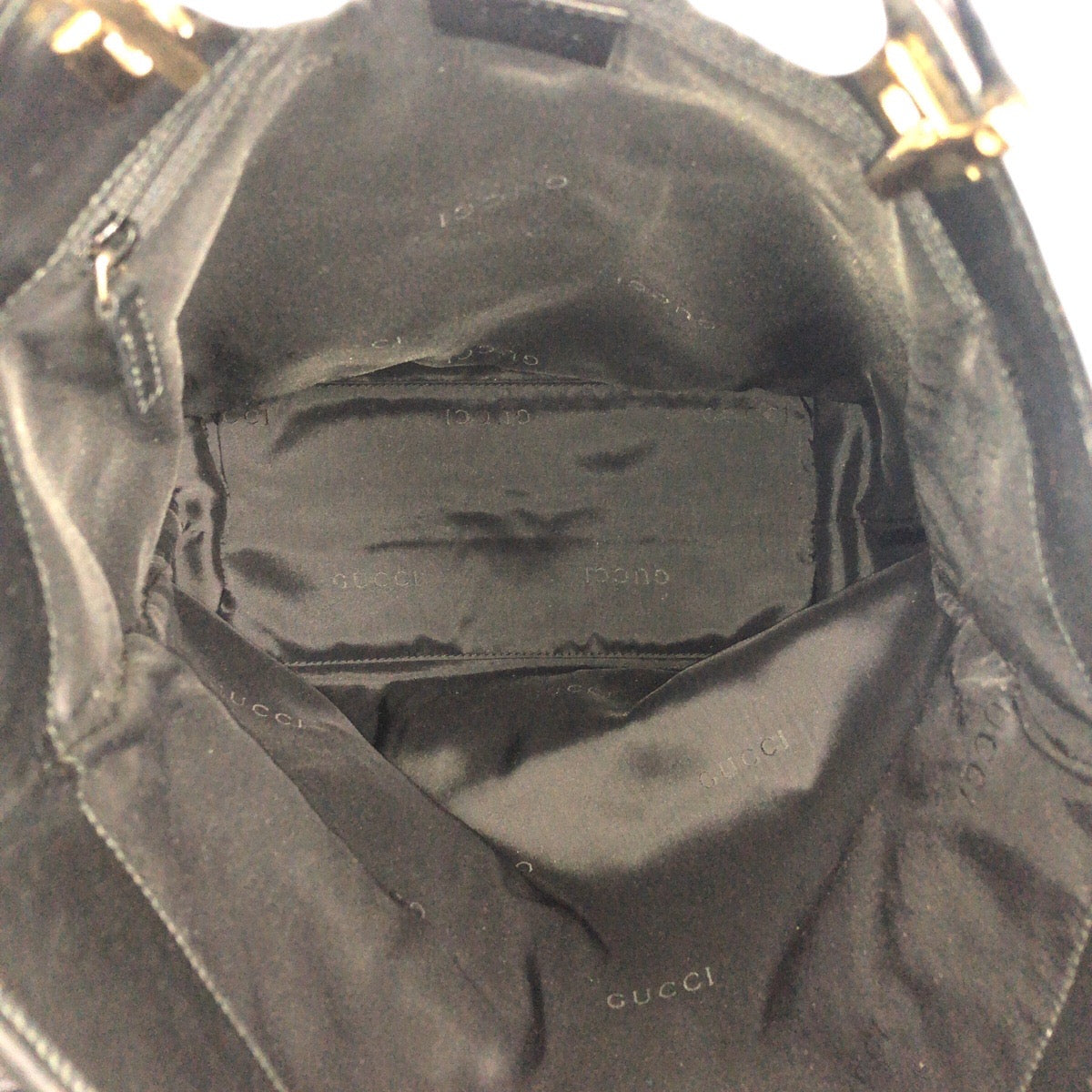 GUCCI Tote Bag 002 1098 GG canvas Black GoldMetal Tote Bag Shoulder Bag Women Used Authentic