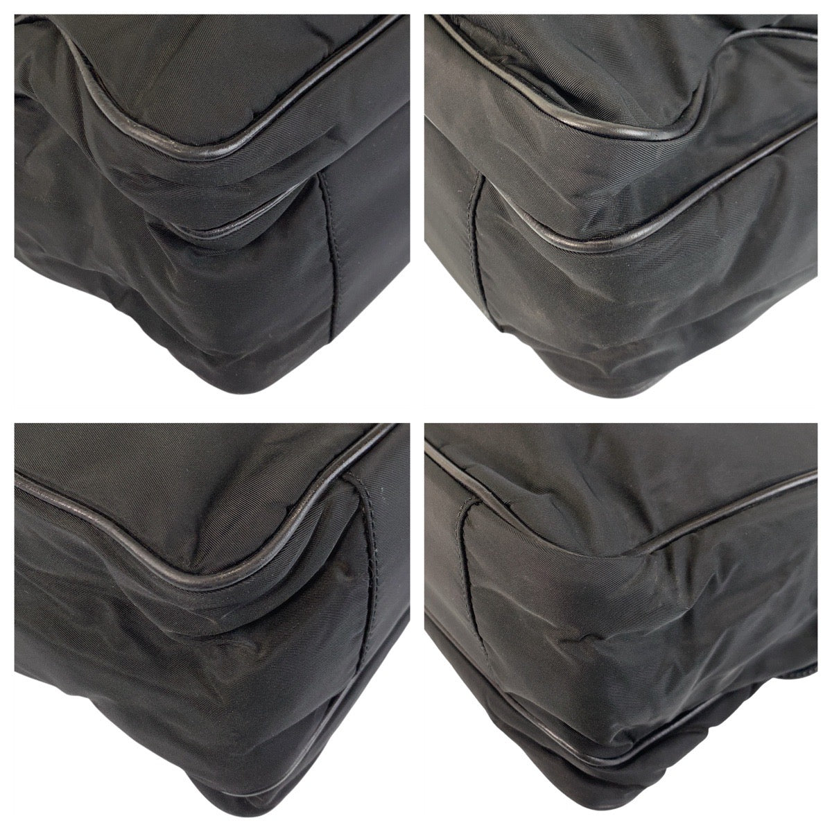 PRADA Business bag Nylon, Leather Black SilverMetal Business bag briefcase Test mens Used Authentic