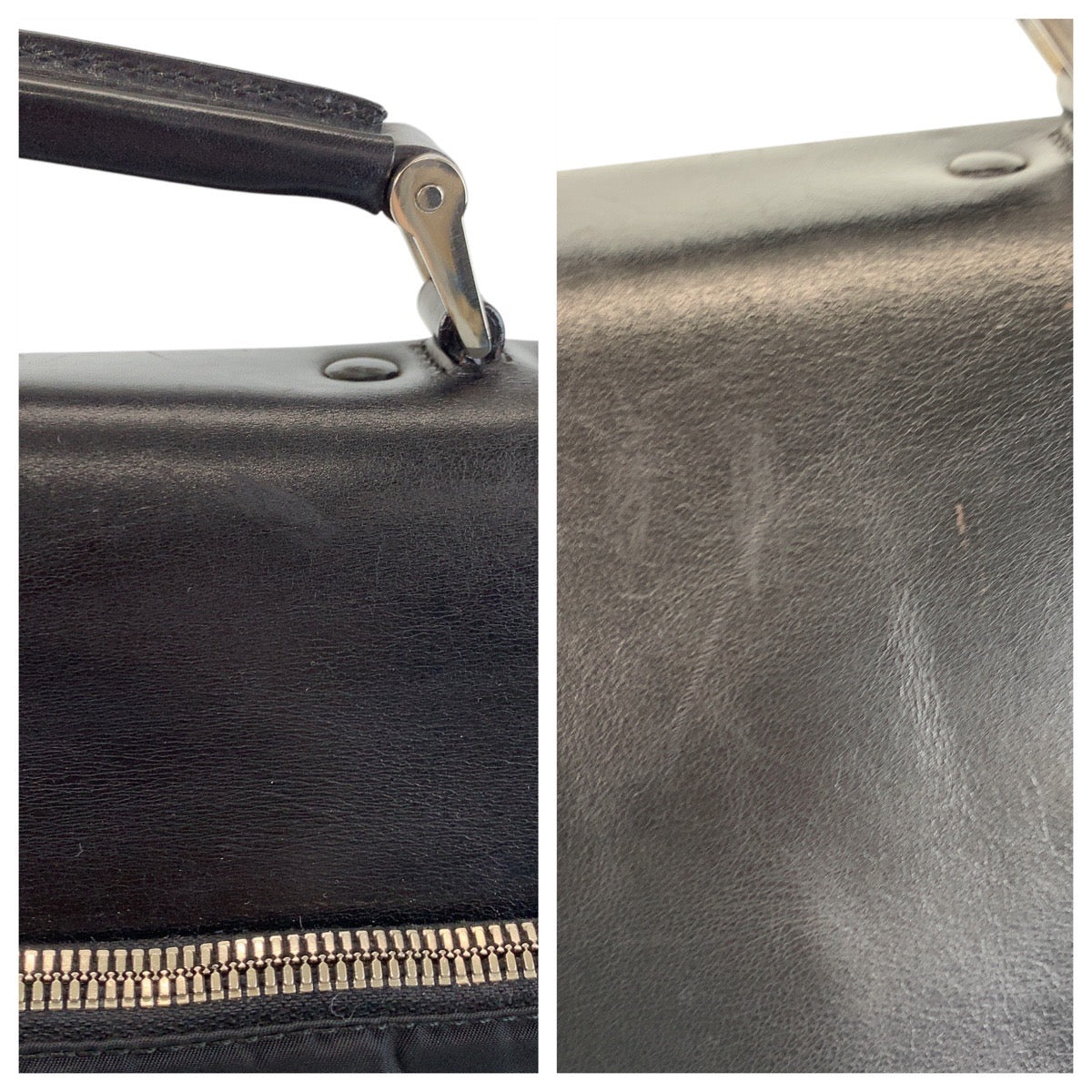 PRADA Business bag Nylon, Leather Black SilverMetal Business bag briefcase Test mens Used Authentic
