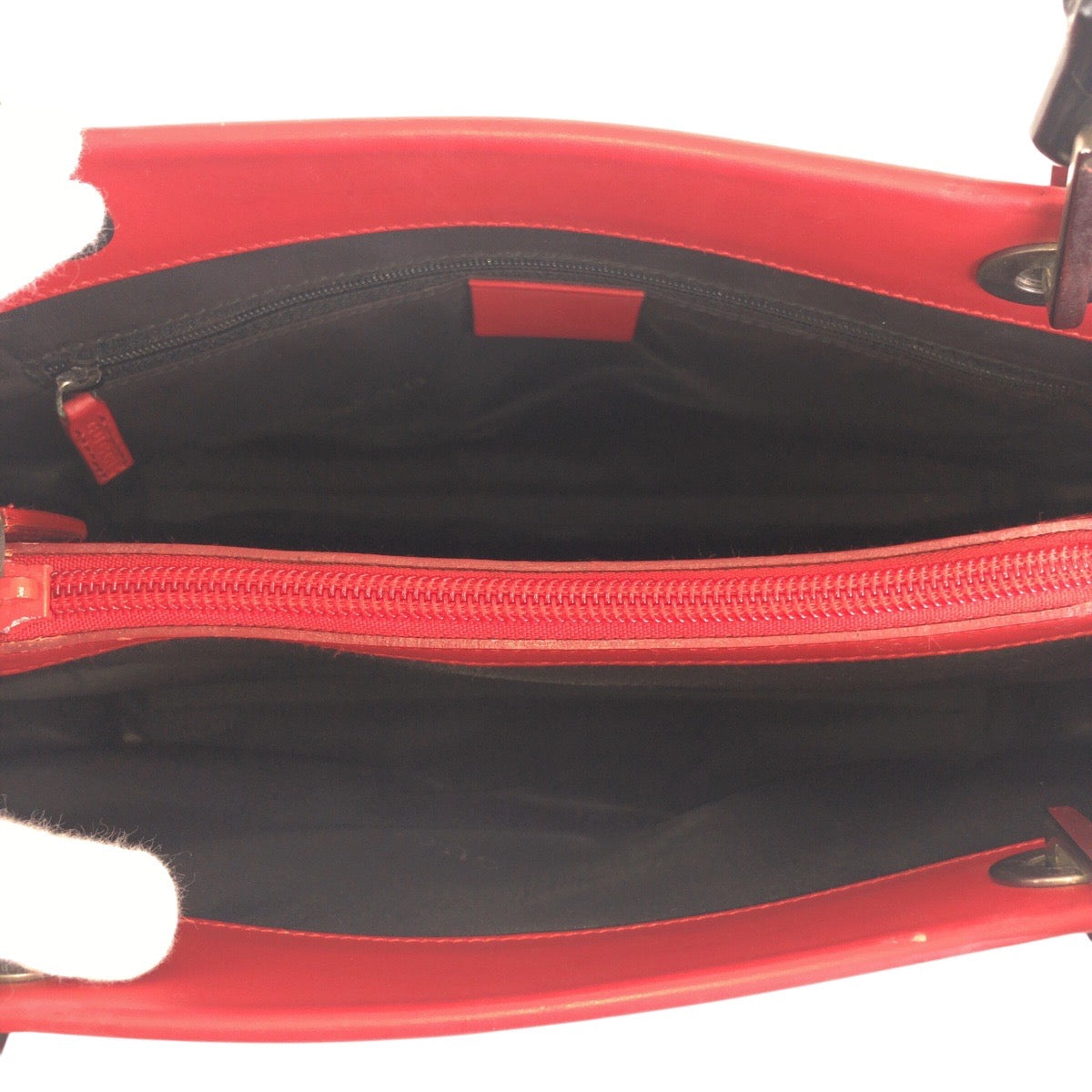 GUCCI Tote Bag 012 1016 leather Red black Tote Bag Shoulder Bag 2WAY Bamboo Women Used Authentic
