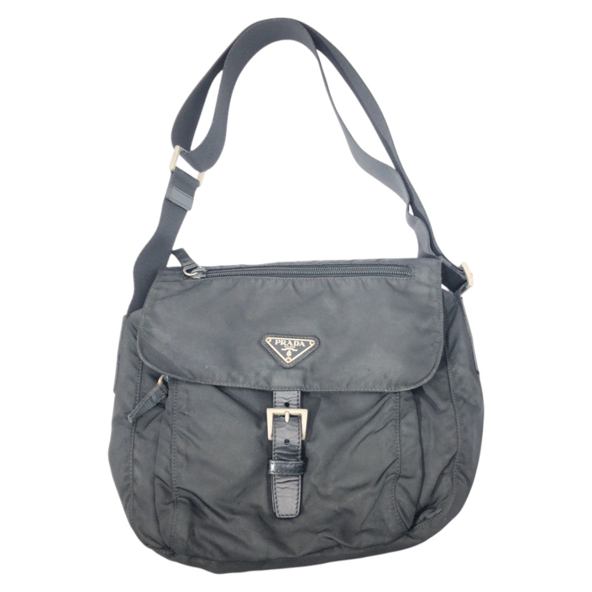 PRADA Shoulder Bag Nylon Black black Shoulder Bag Unisex Test Triangular logo Women Used Authentic