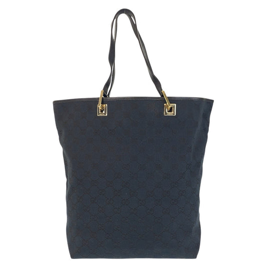 GUCCI Tote Bag 002 1098 GG canvas, leather Black GoldMetal Tote Bag Shoulder Bag Women Used Authentic