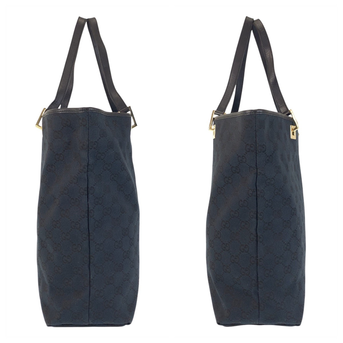 GUCCI Tote Bag 002 1098 GG canvas, leather Black GoldMetal Tote Bag Shoulder Bag Women Used Authentic
