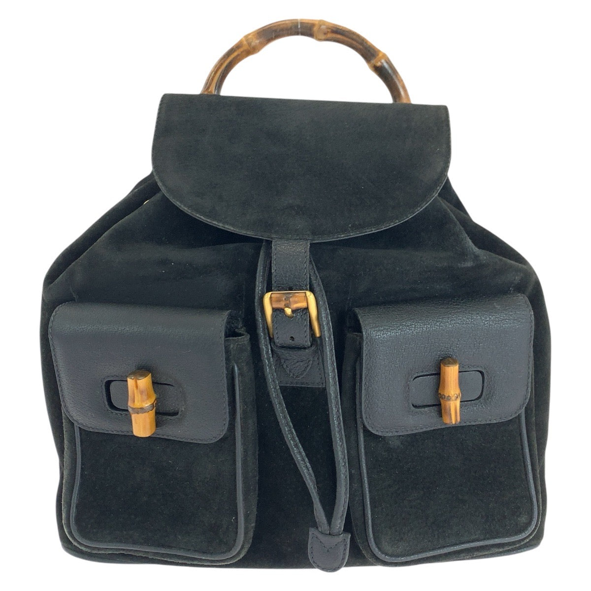 GUCCI Backpack 003 2058 0016 Suede, Leather black Backpacks & Daypacks Backpacks Bamboo Women Used Authentic