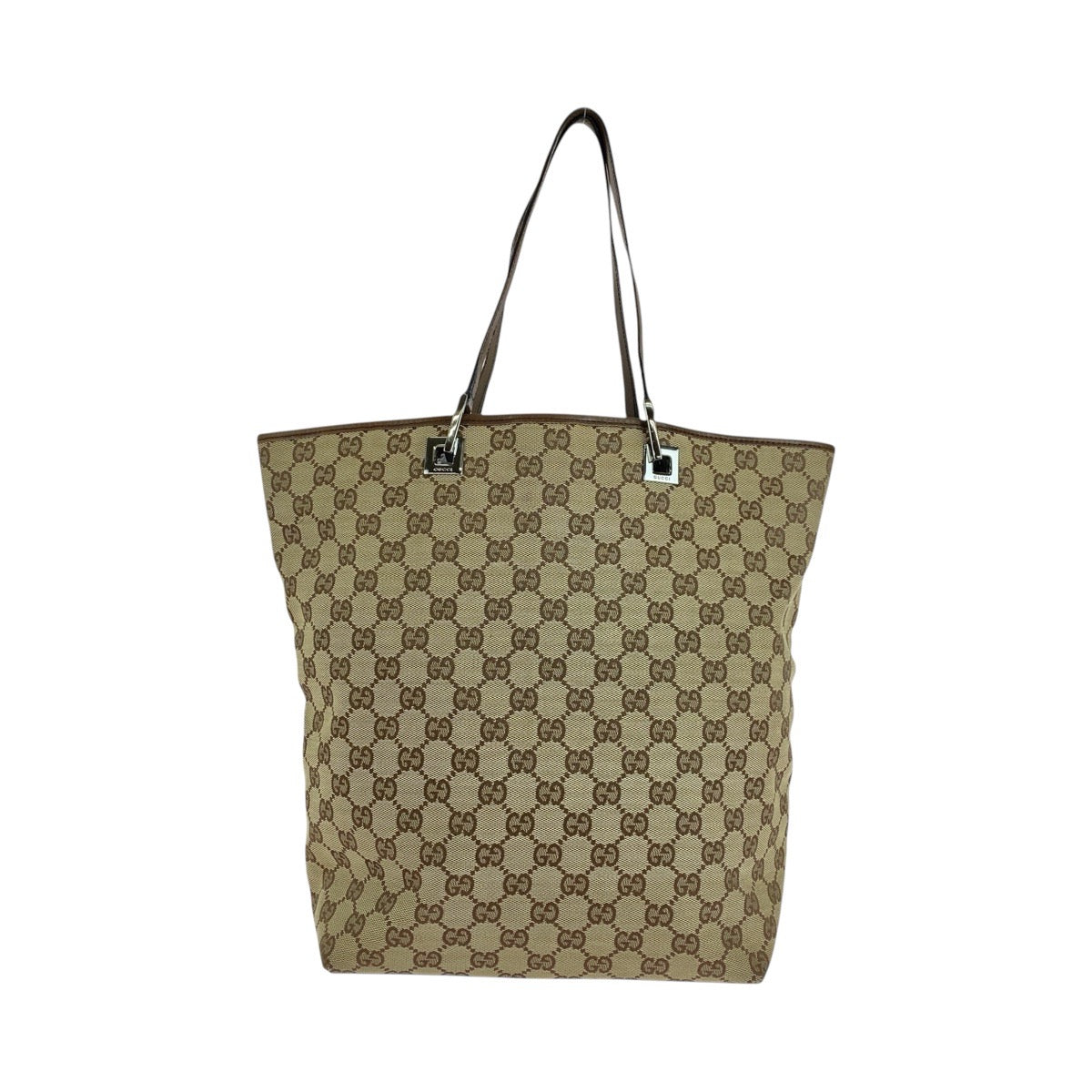 GUCCI Tote Bag 31243 GG canvas, leather Beige brown Tote Bag Shoulder Bag Women Used Authentic