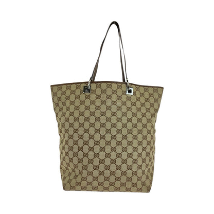GUCCI Tote Bag 31243 GG canvas, leather Beige brown Tote Bag Shoulder Bag Women Used Authentic
