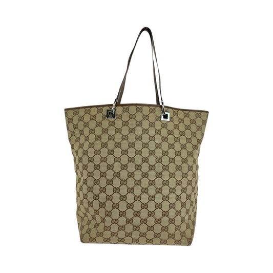 GUCCI Tote Bag 31243 GG canvas, leather Beige brown Tote Bag Shoulder Bag Women Used Authentic