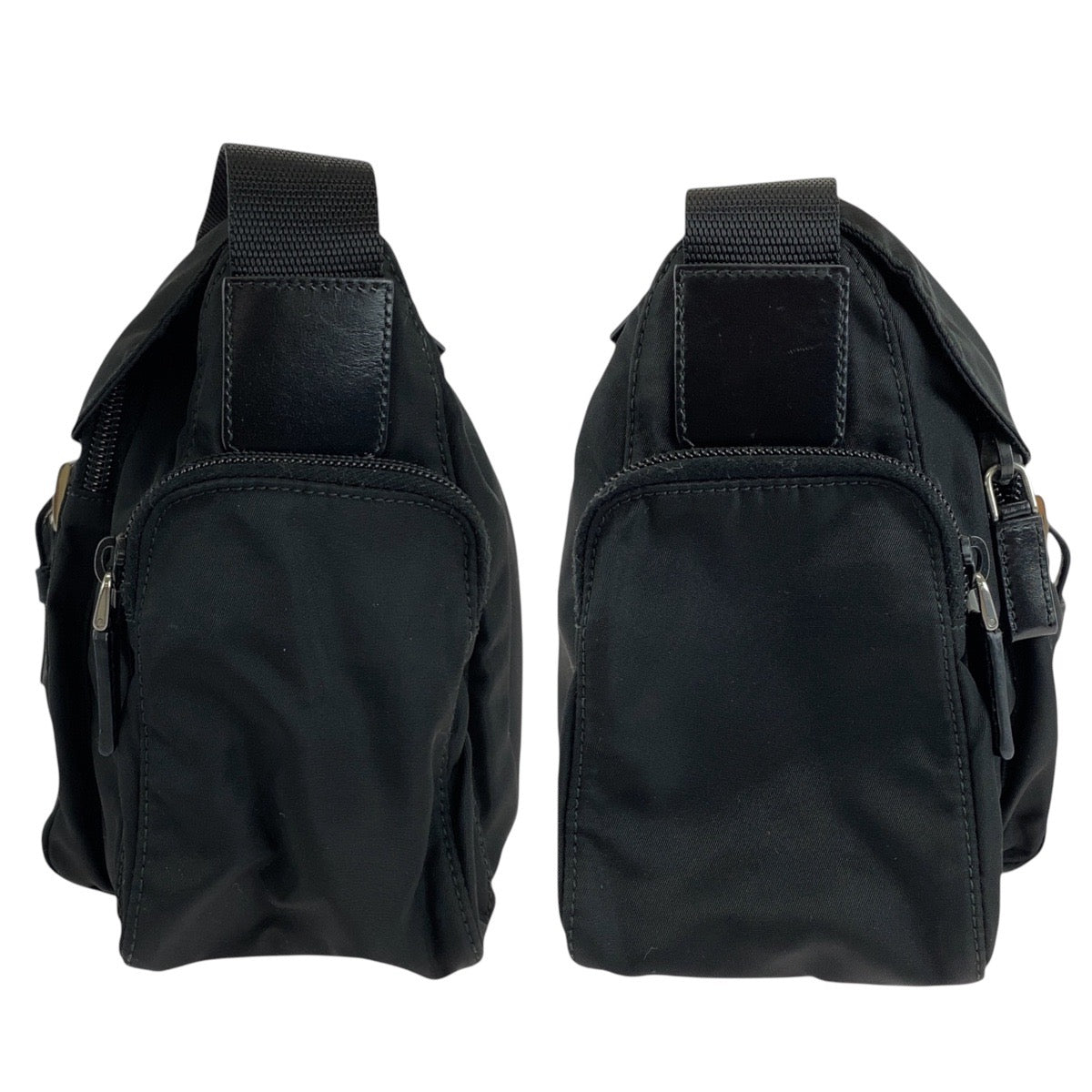 PRADA Shoulder Bag Nylon Black SilverMetal Shoulder Bag Messenger bag Test Triangle With logo Women Used Authentic