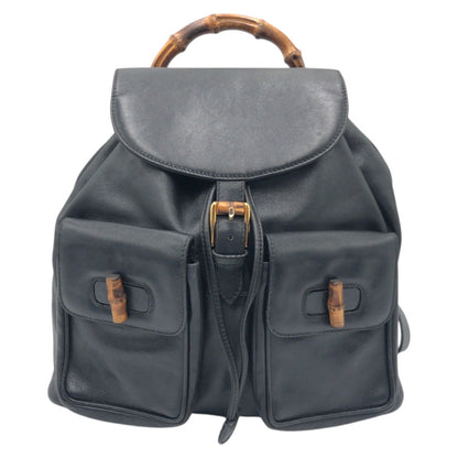 GUCCI Backpack 003 1998 0016 leather Black black Backpack Unisex Bamboo Women Used Authentic