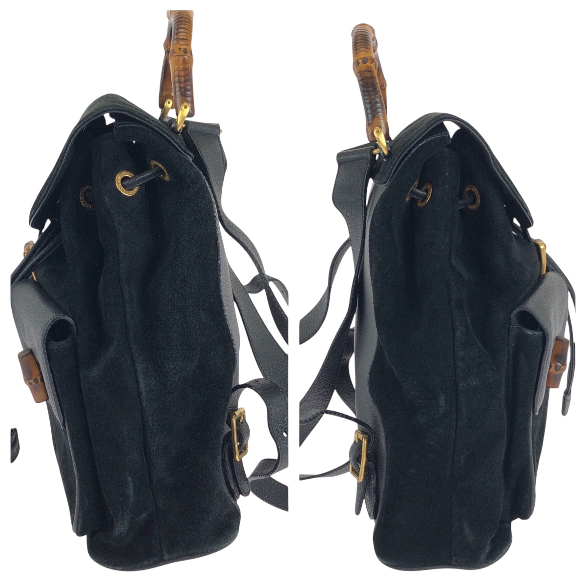 GUCCI Backpack 003 2058 Suede, Leather black Backpack Backpack Bamboo Women Used Authentic