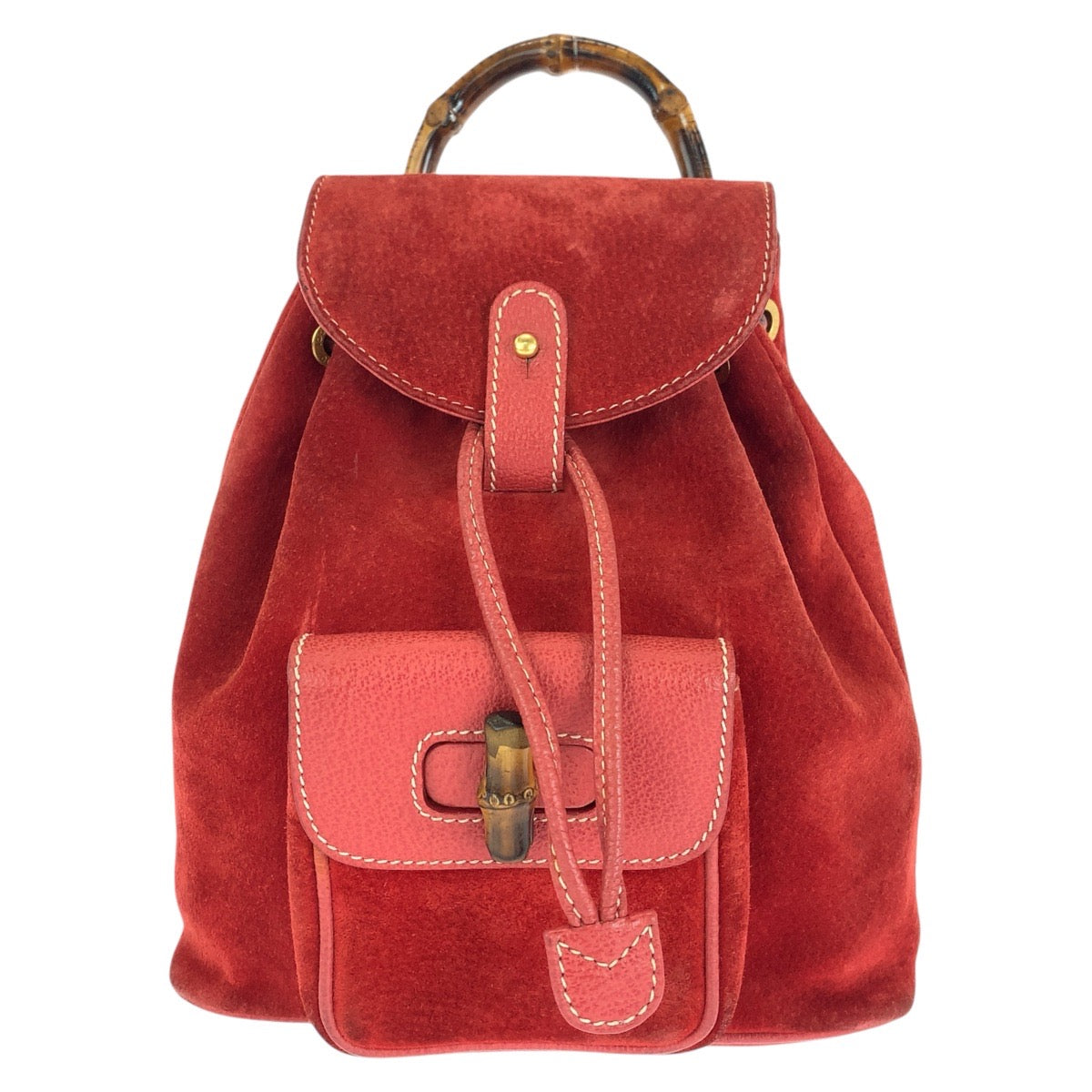 GUCCI Backpack 003 1956 0030 Suede, Leather Red Backpacks & Daypacks Backpacks Bamboo Women Used Authentic