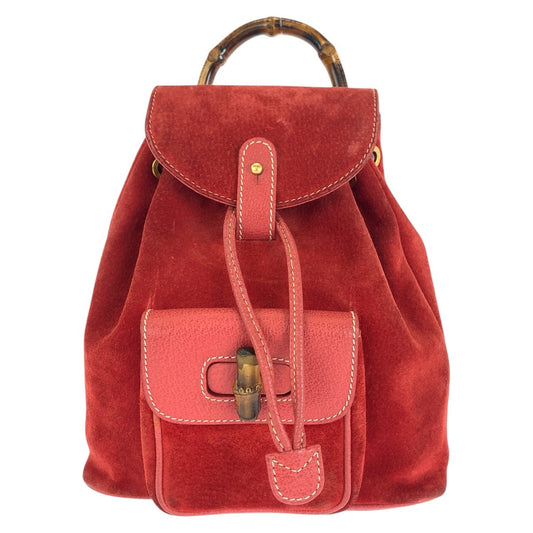 GUCCI Backpack 003 1956 0030 Suede, Leather Red Backpacks & Daypacks Backpacks Bamboo Women Used Authentic