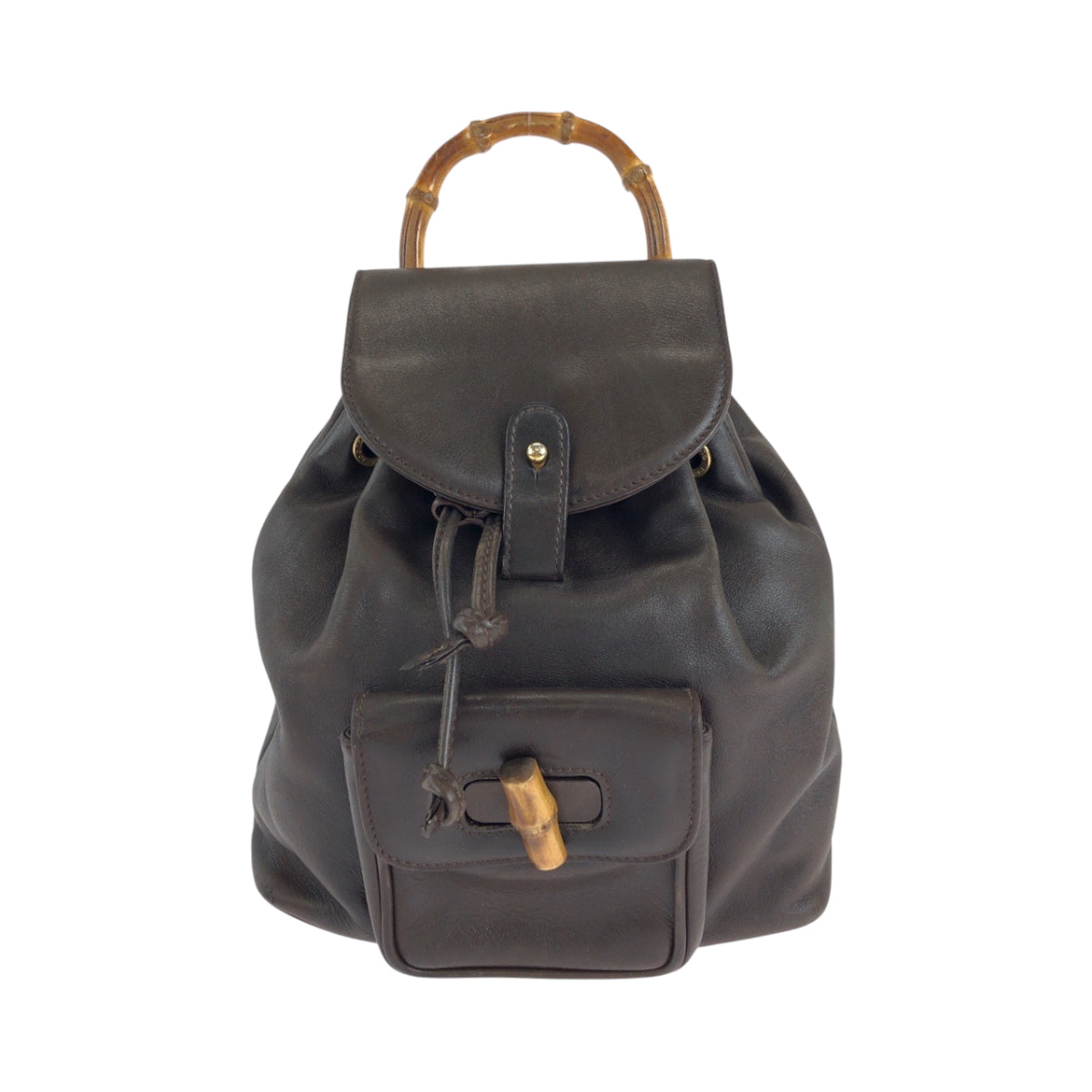 GUCCI Backpack 003 2852 leather Dark brown brown Backpack Backpack Bamboo Women Used Authentic