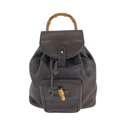 GUCCI Backpack 003 2852 leather Dark brown brown Backpack Backpack Bamboo Women Used Authentic
