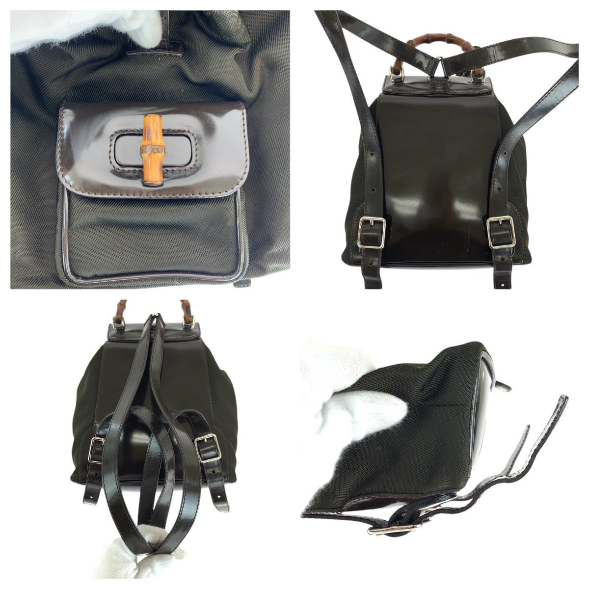 GUCCI Backpack 003 1998 0030 Canvas, enamel Brown Backpacks & Daypacks Backpacks Bamboo Women Used Authentic