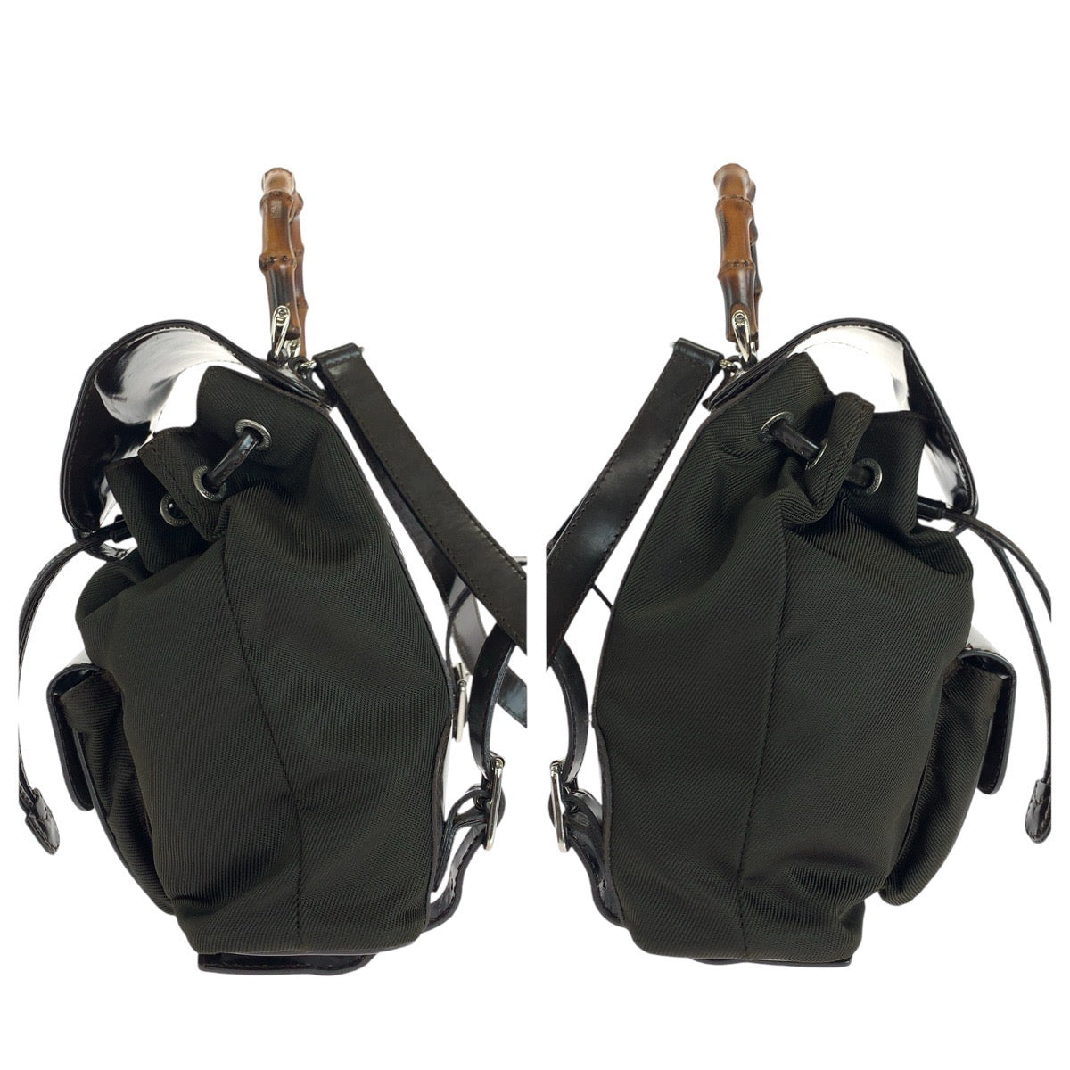 GUCCI Backpack 003 1998 0030 Canvas, enamel Brown Backpacks & Daypacks Backpacks Bamboo Women Used Authentic