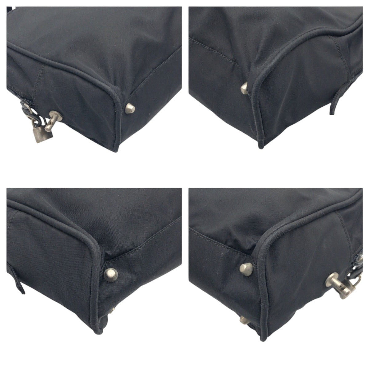 PRADA Handbag Nylon Black black Test Triangular logo Women Used Authentic
