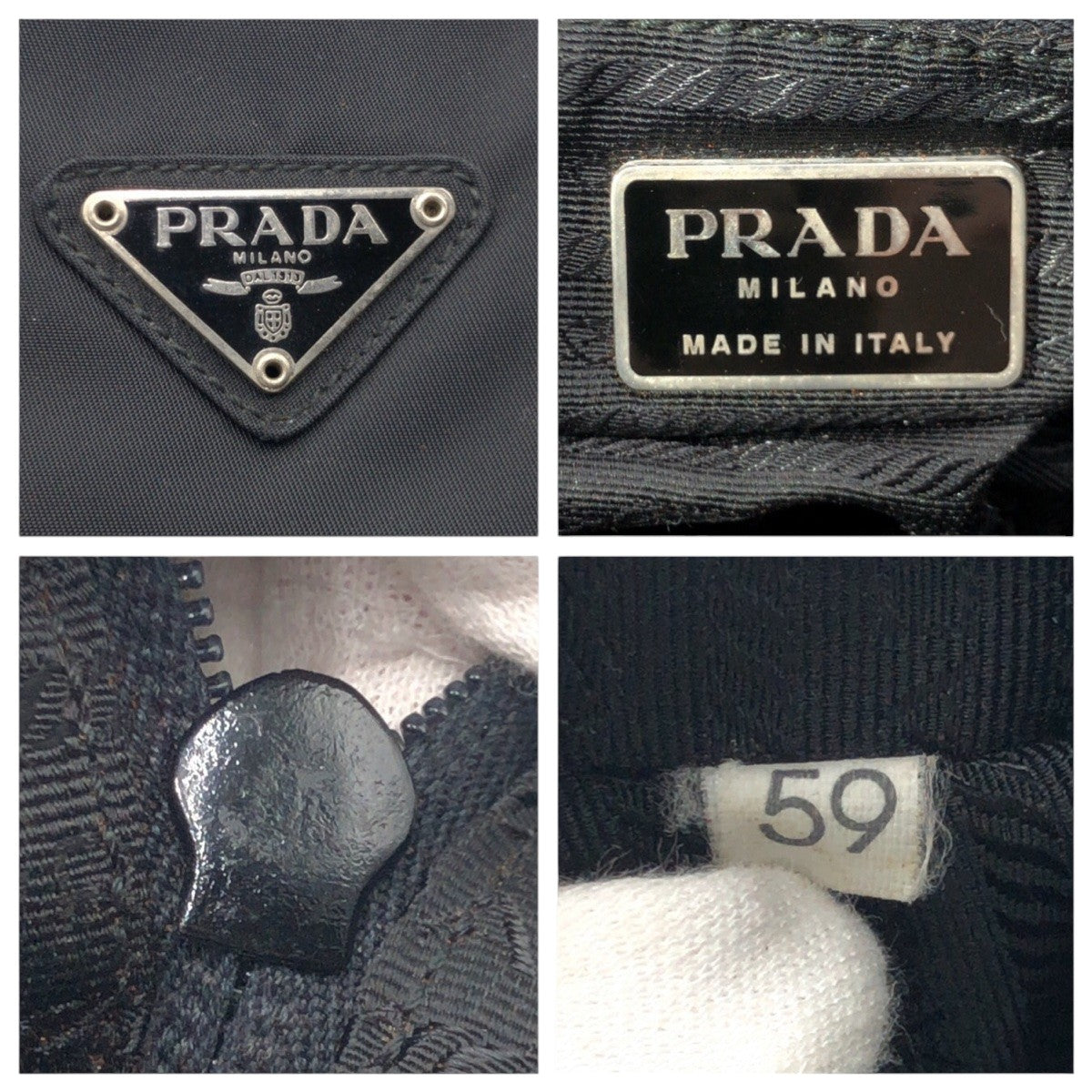 PRADA Handbag Nylon Black black Test Triangular logo Women Used Authentic