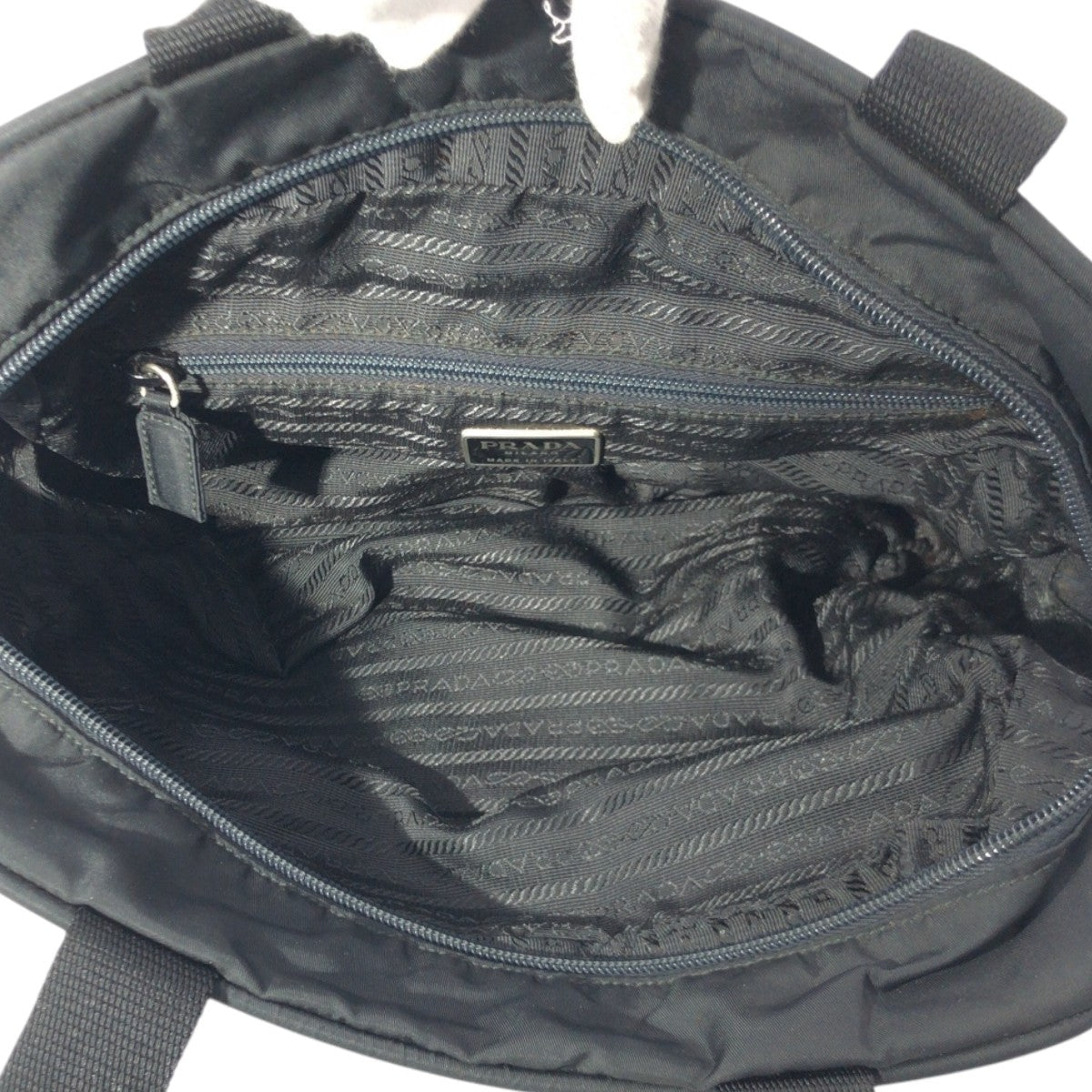 PRADA Handbag Nylon Black black Test Triangular logo Women Used Authentic