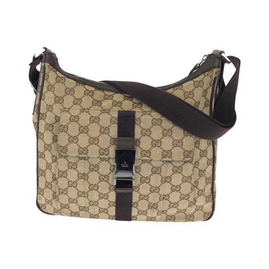 GUCCI Shoulder Bag 131211 GG canvas Beige Brown SilverMetal Shoulder Bag Crossbody Women Used Authentic