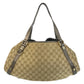 GUCCI Tote Bag 130736 GG canvas, leather Beige Gold Metal Tote Bag Shoulder Bag Abbey Women Used Authentic