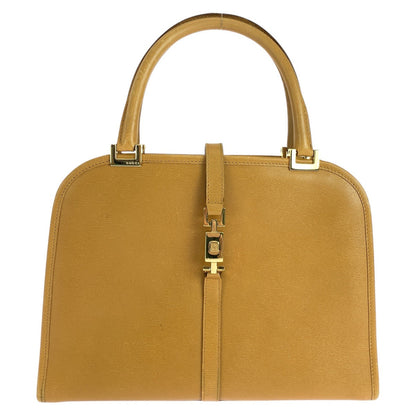 GUCCI Tote Bag 002 1071 leather Light Brown Camel Gold Metal Tote Bag handbag Jackie Women Used Authentic