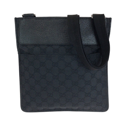 GUCCI Shoulder Bag 27639 GG canvas Black SilverMetal Shoulder Bag pochette mens Used Authentic