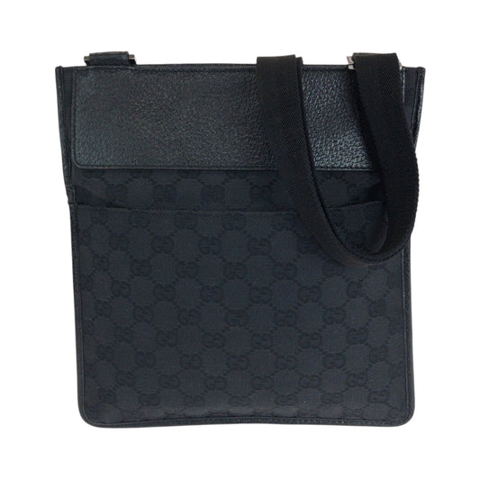 GUCCI Shoulder Bag 27639 GG canvas Black SilverMetal Shoulder Bag pochette mens Used Authentic