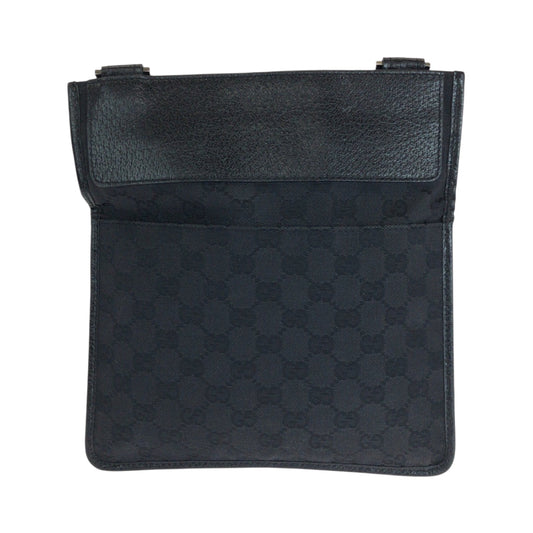 GUCCI Shoulder Bag 27639 GG canvas Black SilverMetal Shoulder Bag pochette mens Used Authentic