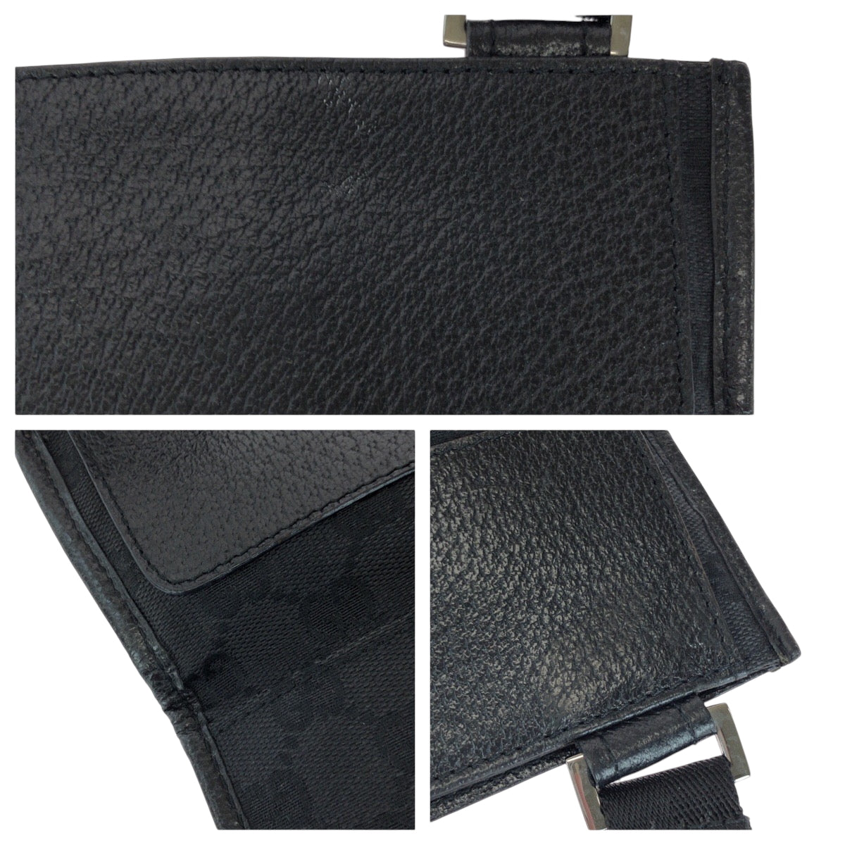 GUCCI Shoulder Bag 27639 GG canvas Black SilverMetal Shoulder Bag pochette mens Used Authentic