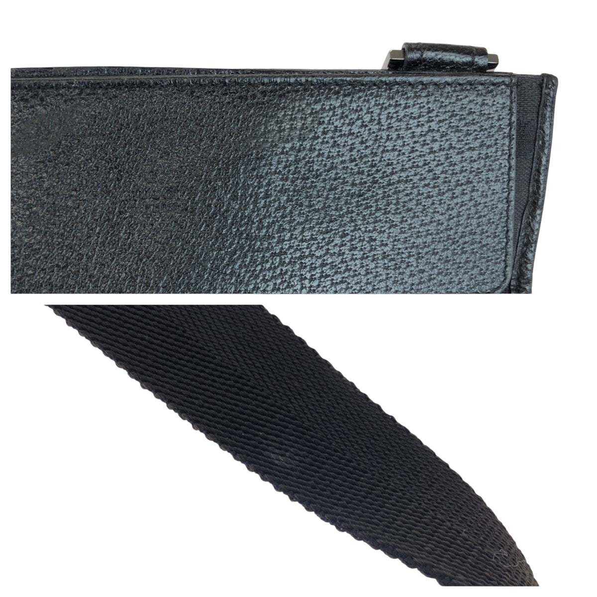GUCCI Shoulder Bag 27639 GG canvas Black SilverMetal Shoulder Bag pochette mens Used Authentic