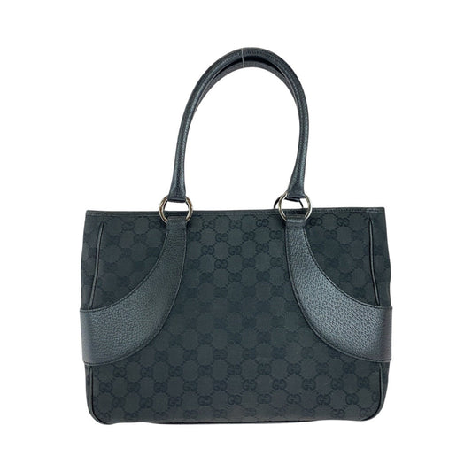 GUCCI Tote Bag 113011 GG canvas, leather Black black Tote Bag Shoulder Bag Women Used Authentic