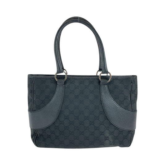 GUCCI Tote Bag 113011 GG canvas, leather Black black Tote Bag Shoulder Bag Women Used Authentic