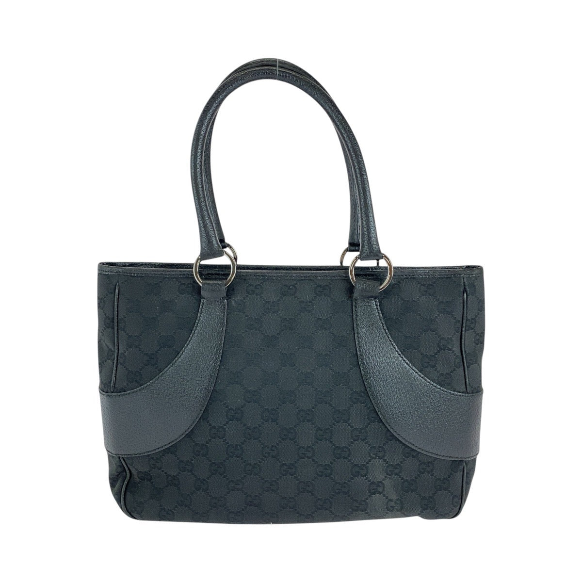 GUCCI Tote Bag 113011 GG canvas, leather Black black Tote Bag Shoulder Bag Women Used Authentic