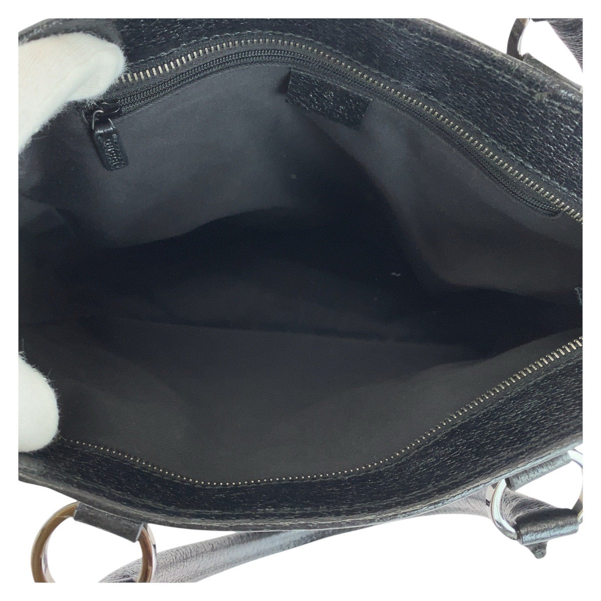 GUCCI Tote Bag 113011 GG canvas, leather Black black Tote Bag Shoulder Bag Women Used Authentic