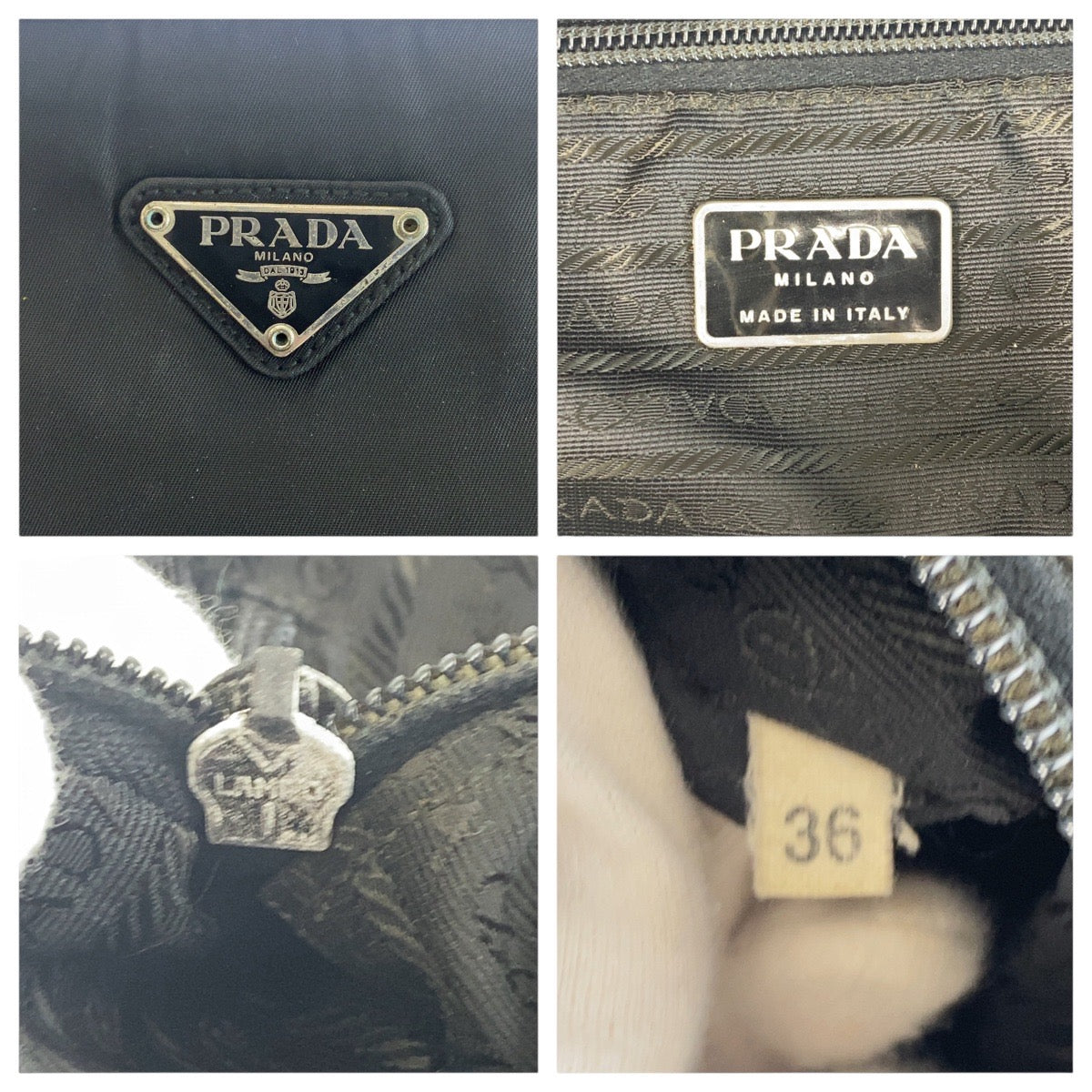 PRADA Shoulder Bag Nylon Black SilverMetal Shoulder Bag Tote Bag Test Triangle With logo Women Used Authentic