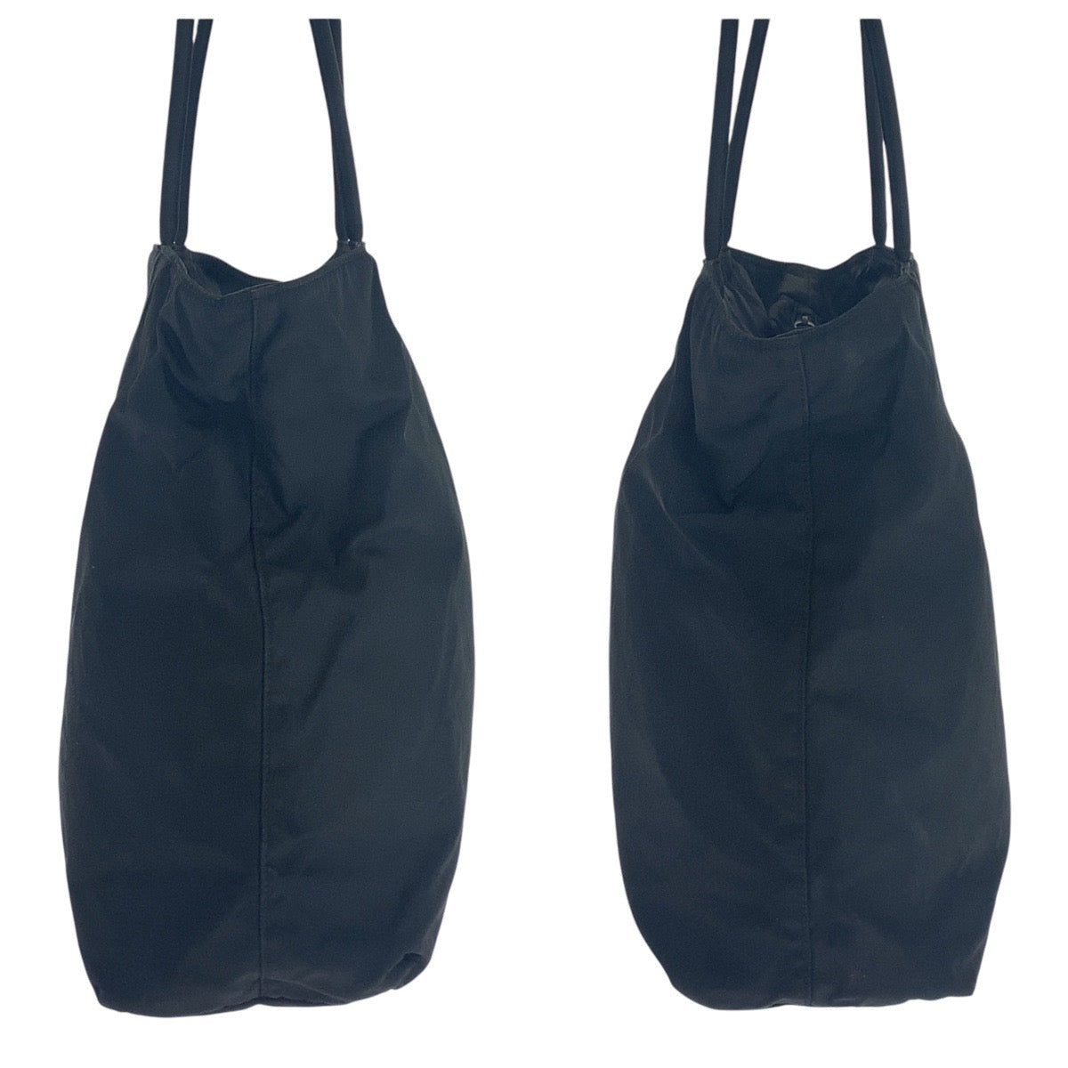PRADA Shoulder Bag Nylon Black SilverMetal Shoulder Bag Tote Bag Test Triangle With logo Women Used Authentic
