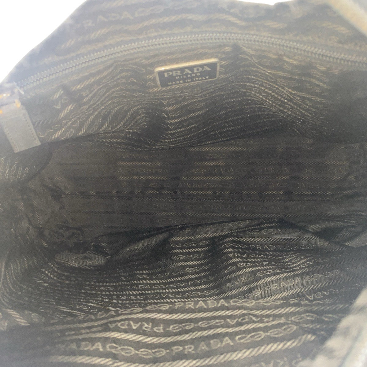 PRADA Shoulder Bag Nylon Black SilverMetal Shoulder Bag Tote Bag Test Triangle With logo Women Used Authentic