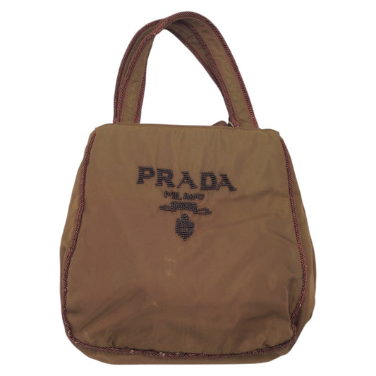 PRADA Tote Bag Nylon Brown Test Beads logo