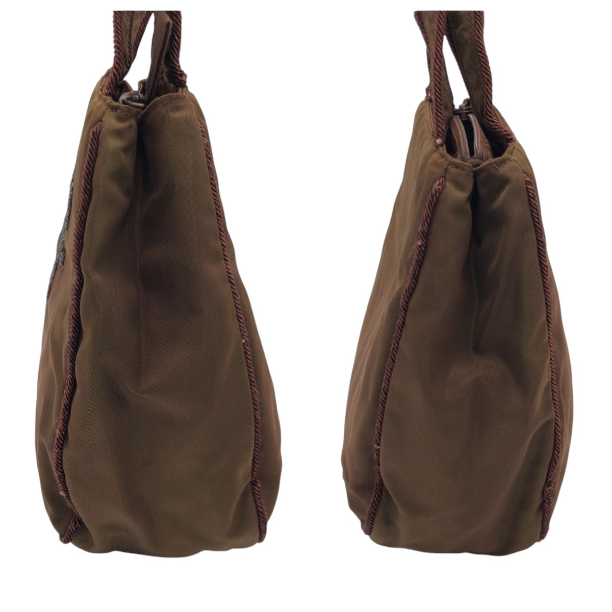 PRADA Tote Bag Nylon Brown Test Beads logo